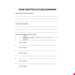 Essay Written Outline Summary example document template 