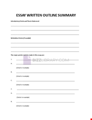 Essay Written Outline Summary