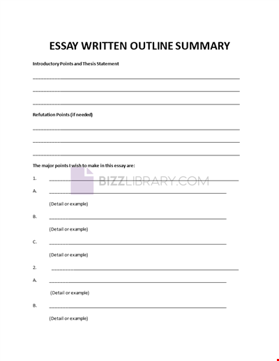 Essay Written Outline Summary