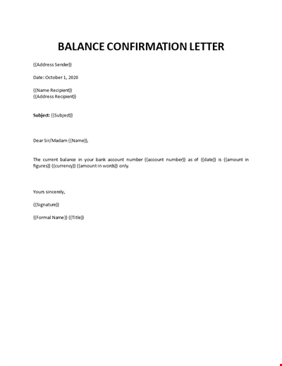 Balance Confirmation Letter