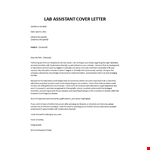 Lab Assistant Cover Letter example document template