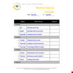 Monthly Content Calendar Template example document template