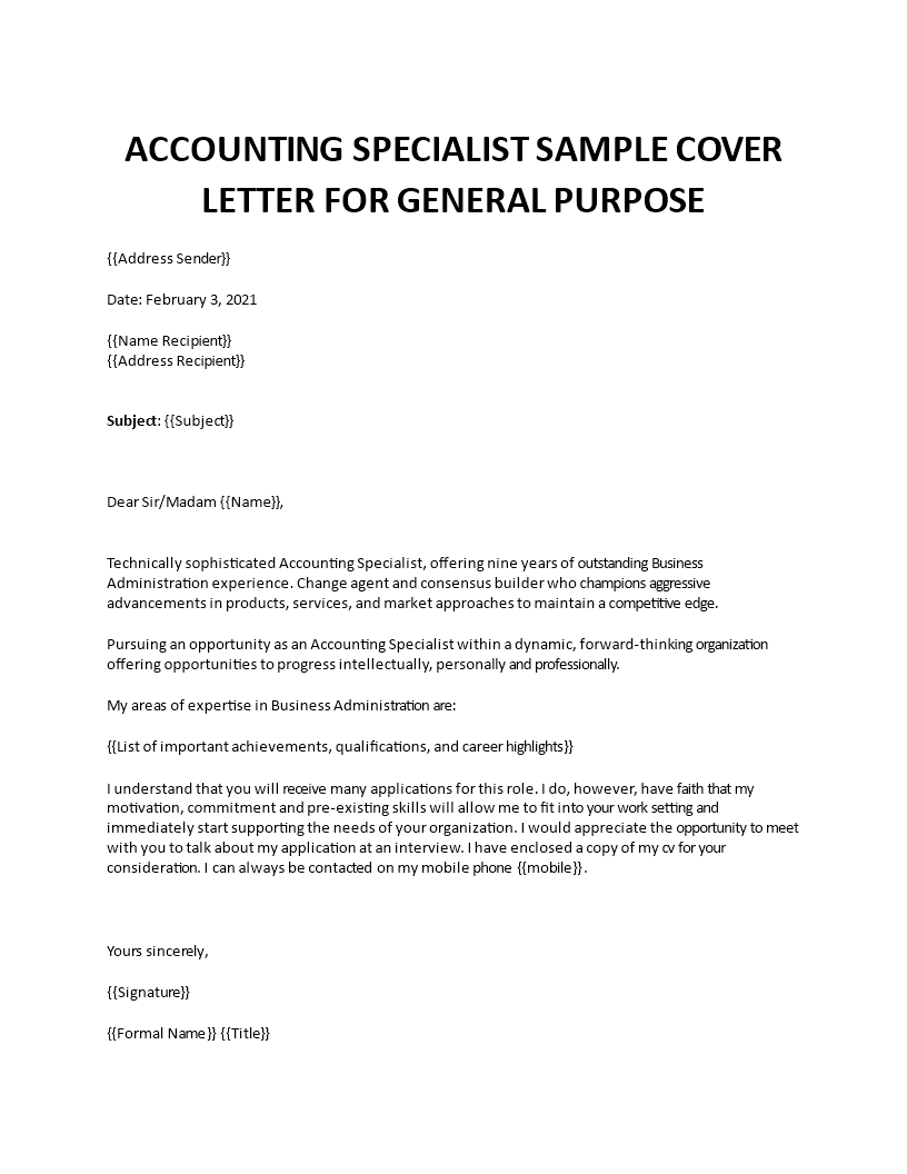 good cover letter examples accounting