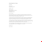 Personal Business Resignation Letter example document template