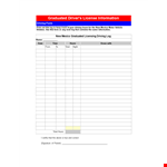 Driving Information and Hours for Graduated Drivers - Daily Log example document template