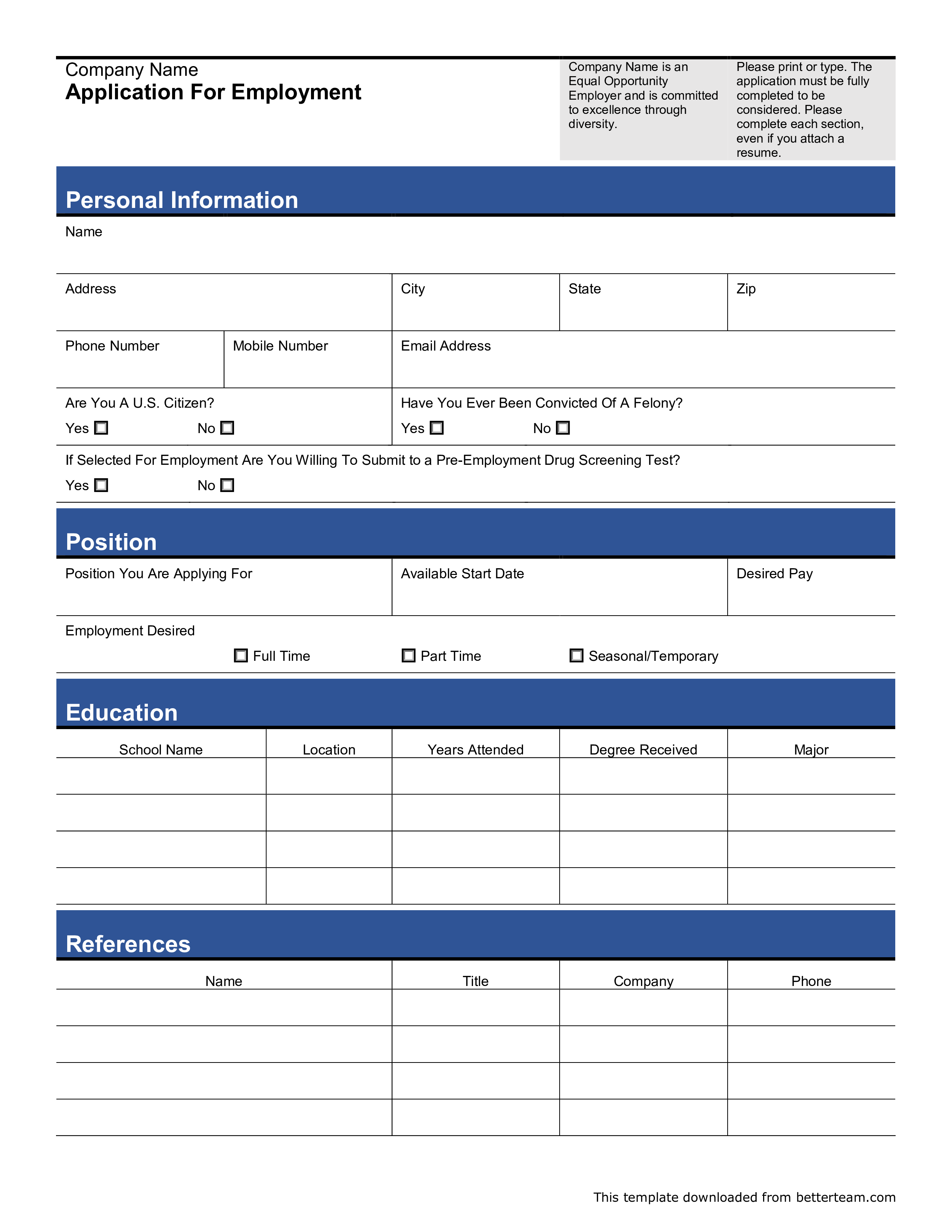 Free Generic Job Application Form information-you-need-to-apply-for-a-job