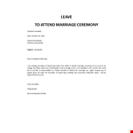 Leave application for marriage ceremony example document template