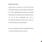 Employee Retirement Announcement Template | Share the Dedication of Retirement example document template
