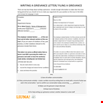 Free Example of a Formal Grievance Letter for Writing Department: Include Grievance example document template
