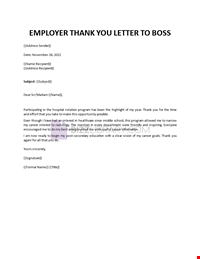 Thank You Letter to Hospital Management