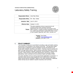Lab Safety Training - Essential Policy and Training for Laboratory Safety example document template
