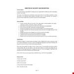 Director Of Security Job Description example document template