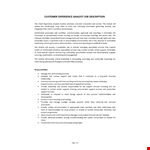 Client Experience Analyst  Job Description example document template