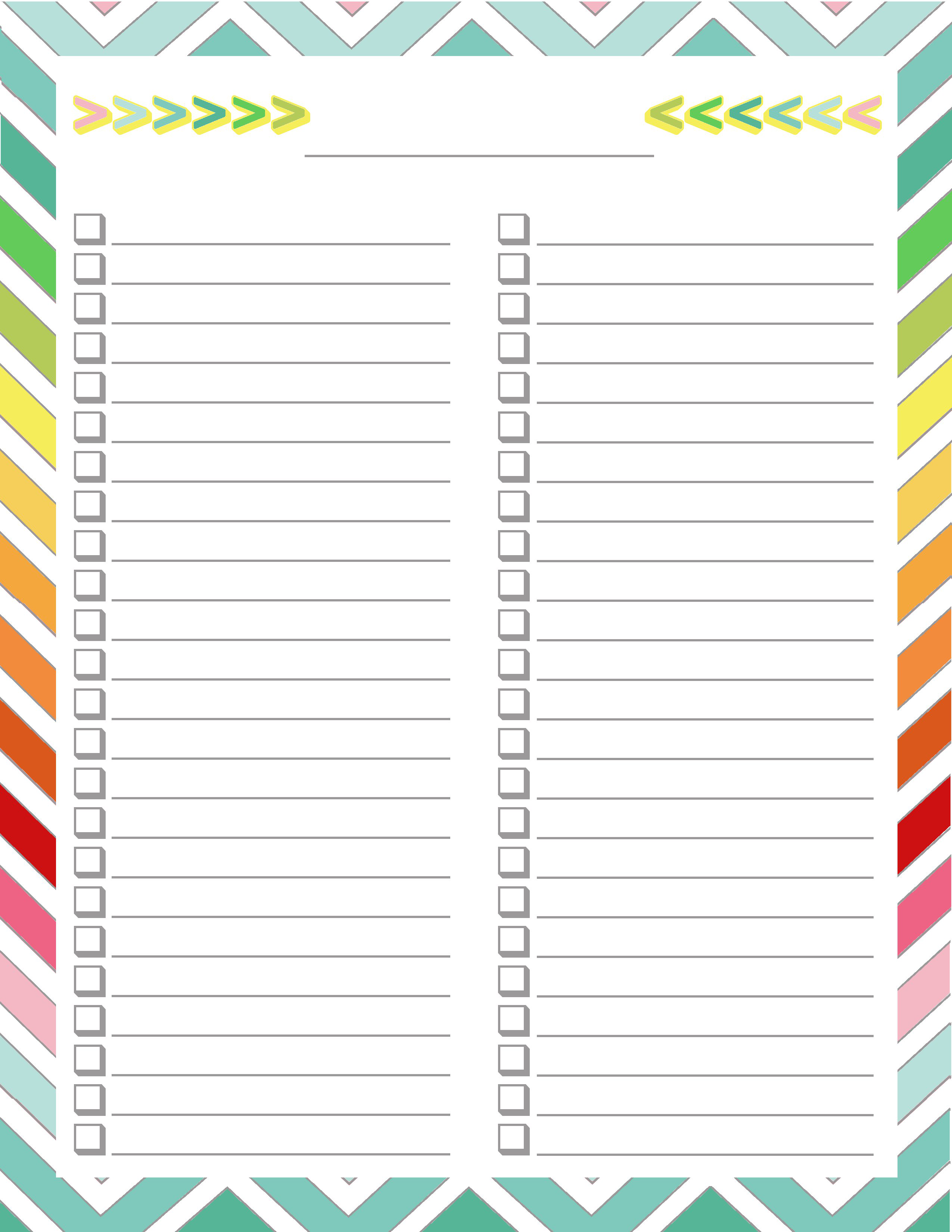 Colorful Printable Checklist Template