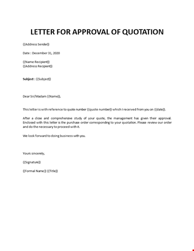 Quotation confirmation mail sample