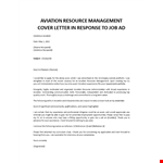Aviation Resource Management cover letter example document template