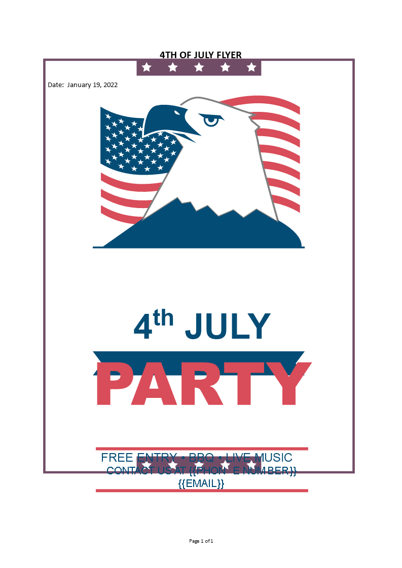 4th july party flyer template