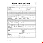 Generic Work Application Sample example document template