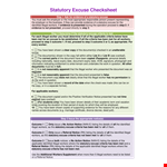 Statutory Excuse Checksheet Template example document template