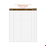 Affordable Price List Template for Company Products - Manage Prices Easily example document template