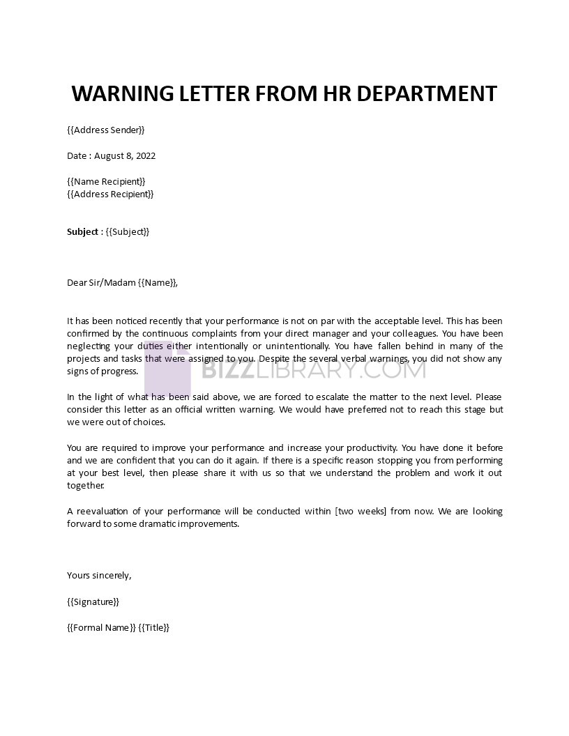 warning letter to employee for poor performance Main Image warning letter to employee for poor performance