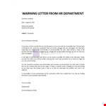 Warning letter to employee for poor performance example document template