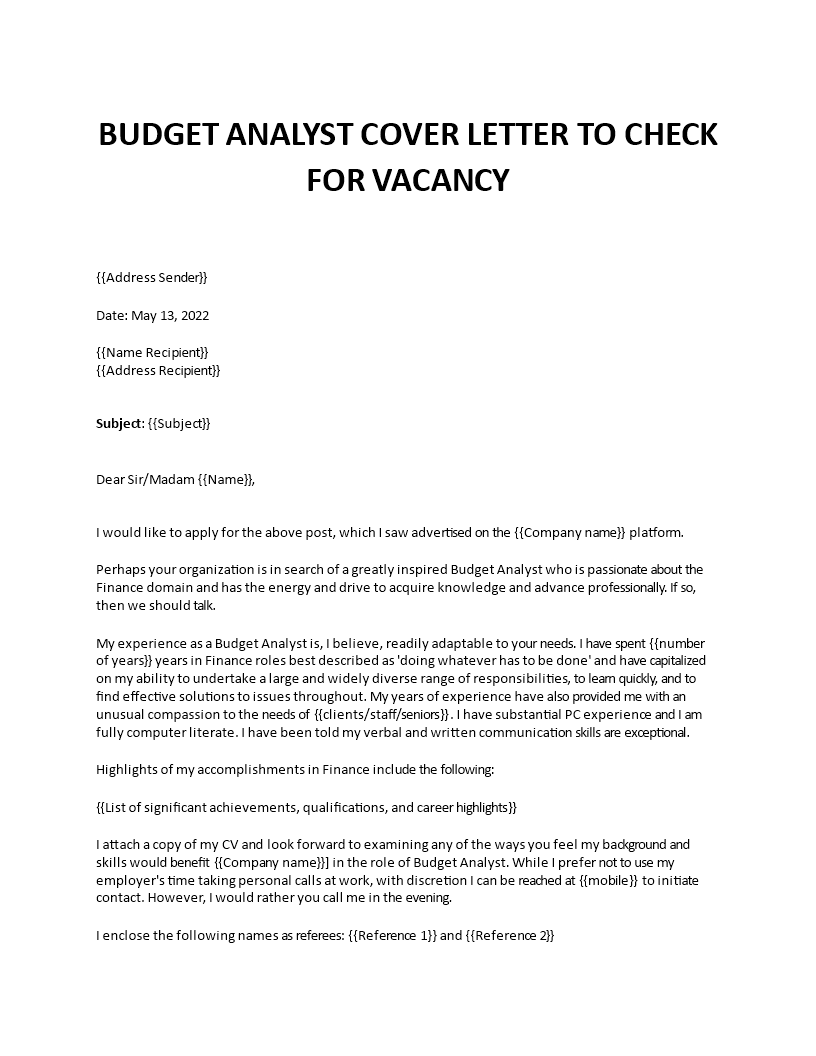 budget analyst application letter Main Image budget analyst application letter