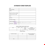 Estimate Form Template example document template