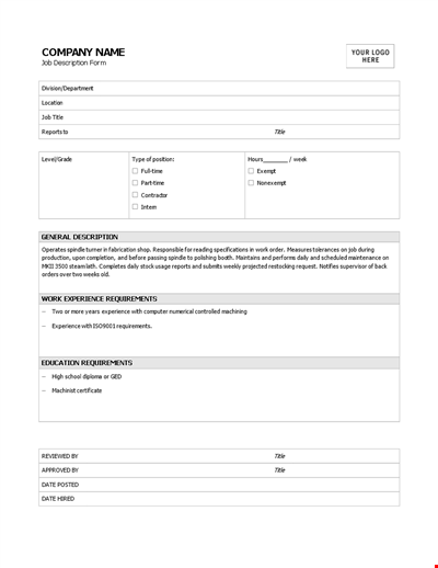 Job Description Template