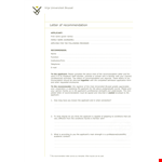 University Letter Of Recommendation example document template