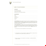 University Letter Of Recommendation example document template 