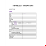 Event Budget Template Form example document template