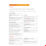 Packing List Template - Organize Your Travel Essentials with Ease. example document template