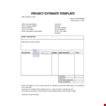 Project Estimate Template example document template