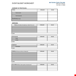 Event Budget Worksheet Example example document template