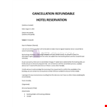 Cancel Non Refundable Hotel Reservation example document template