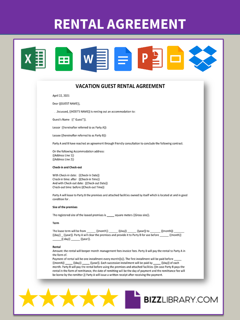 vacation rental agreement sample