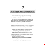 Classroom Plan example document template