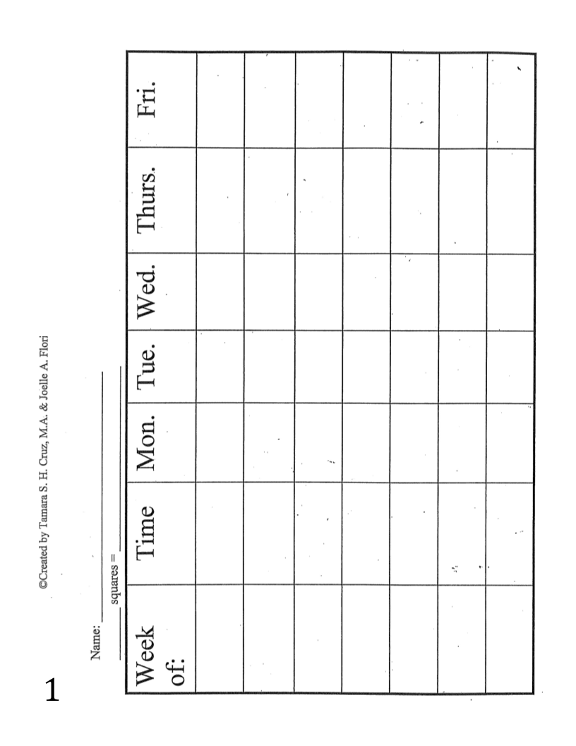 Printable weekly behavior chart