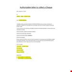 Authorization letter cheque collection example document template