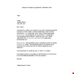 Sample Format Of Appointment Confirmation Letter For Employee example document template