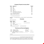 Company Property Inventory List Template example document template