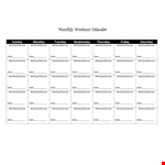Monthly Workout Calendar - Plan Your Workout Routine for Success example document template
