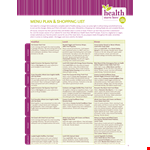 Printable Meal Planner And Grocery List example document template
