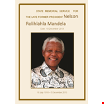 Funeral Memorial Service Program Template for Nelson Mandela, South Africa's President example document template