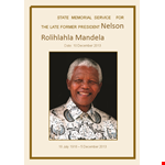 Funeral Memorial Service Program Template for Nelson Mandela, South Africa's President example document template 