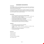 Environmental Specialist Job Description example document template
