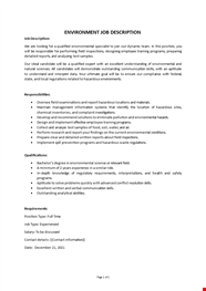 Environmental Specialist Job Description Environmental Specialist Job Description