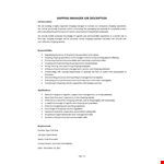  Shipping Manager Job Description example document template