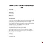 Sample cover letter to employment firm example document template